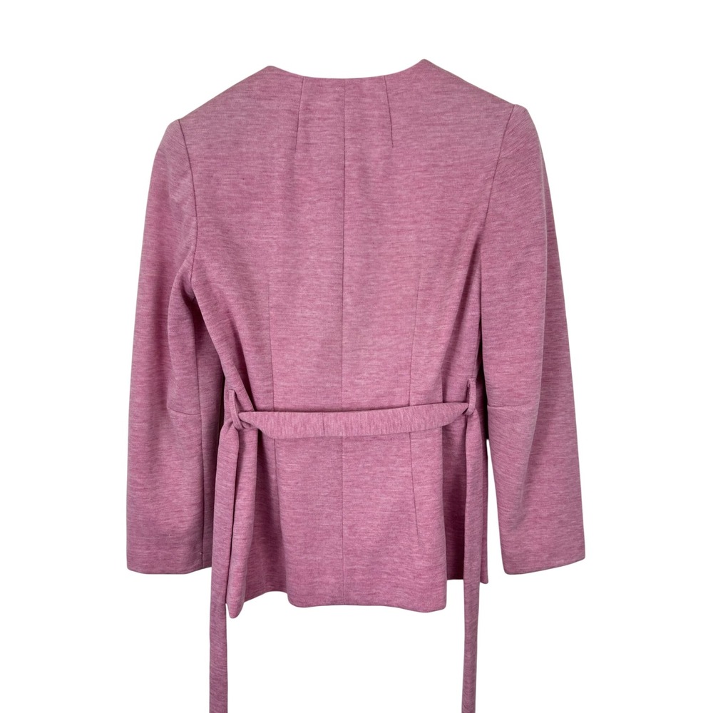 Vintage 70s Pink Textured Knit Skirt Suit Belted Blazer &‎ Midi Skirt Set Mod - Picture 9 of 12